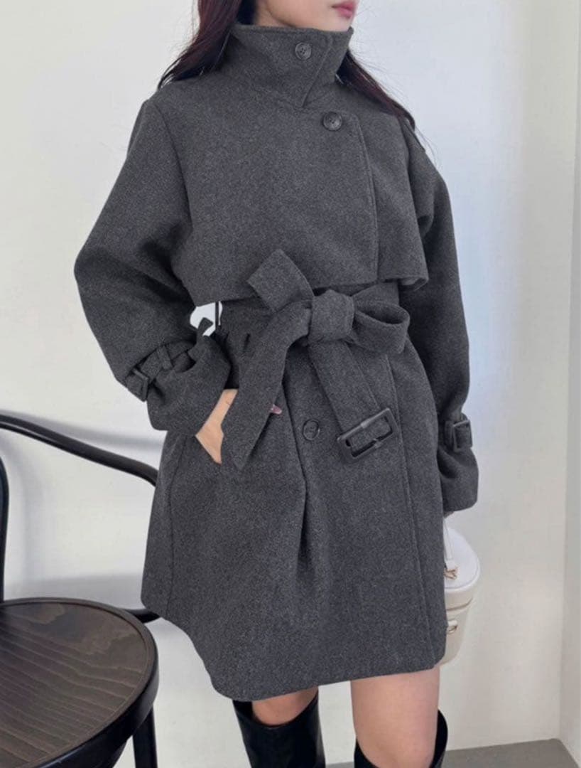 2way/スタンドカラーミドルコート NICE CLAUP