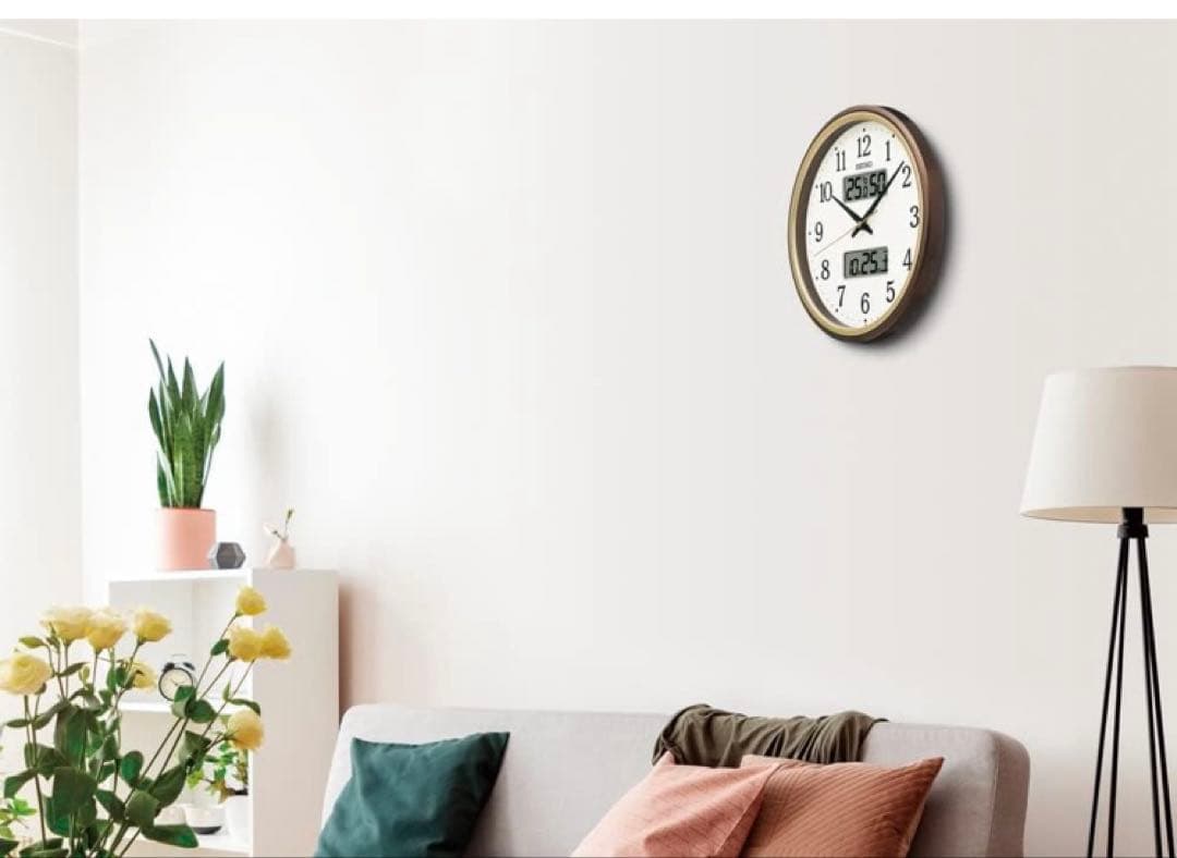 ⭐︎新品未使用 セイコー SEIKO 掛け時計 電波 温湿度 茶メタ KX275B