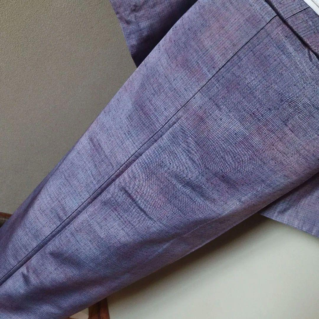 正絹　縞紬袷着物(八掛大島)