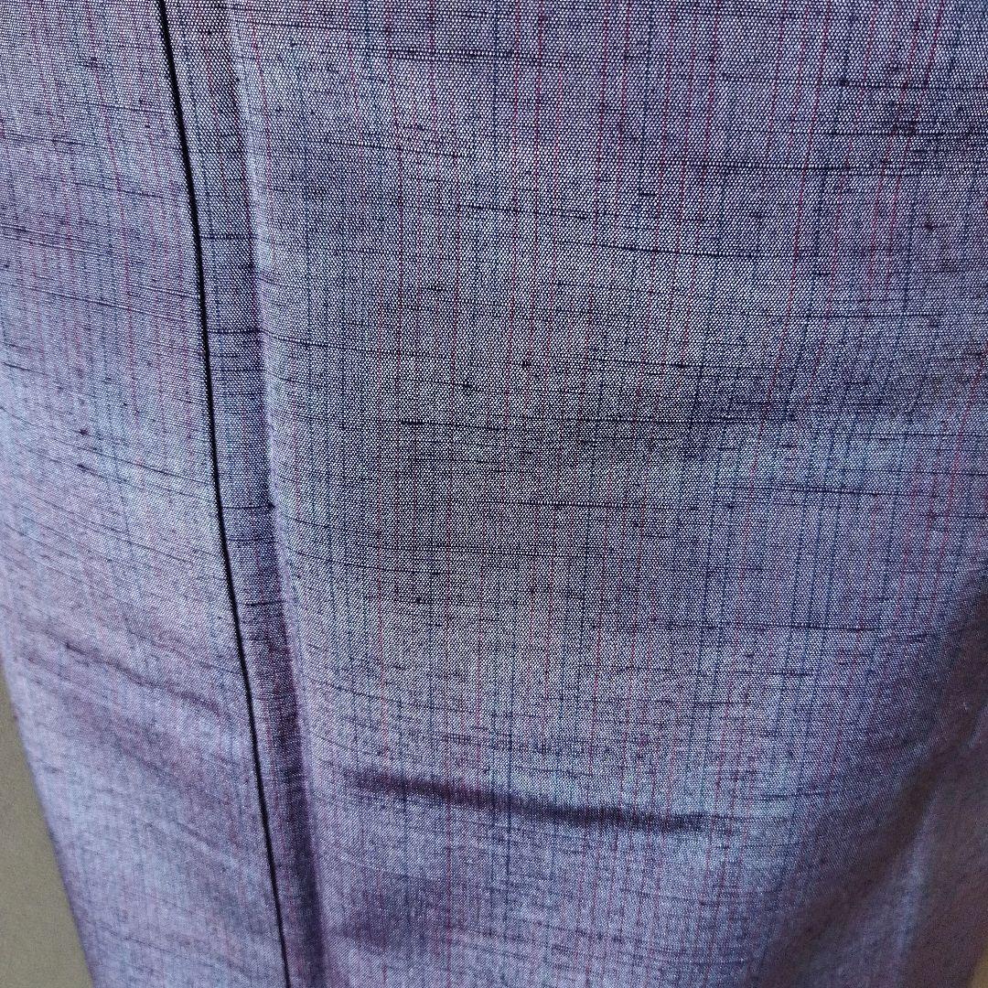 正絹　縞紬袷着物(八掛大島)