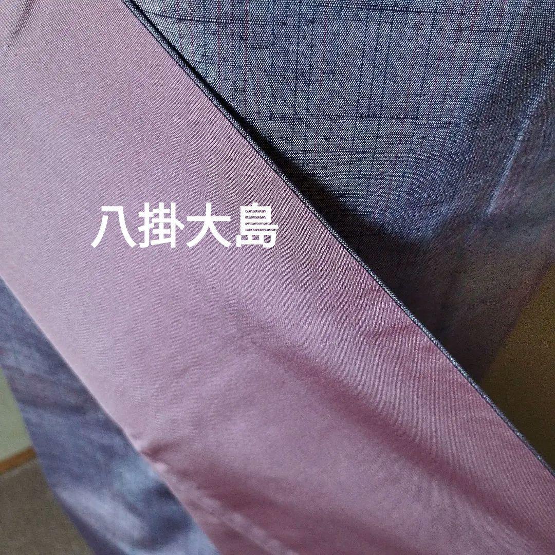 正絹　縞紬袷着物(八掛大島)