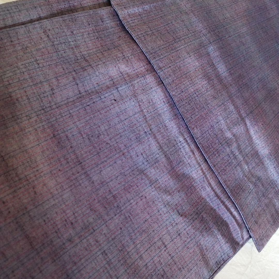 正絹　縞紬袷着物(八掛大島)