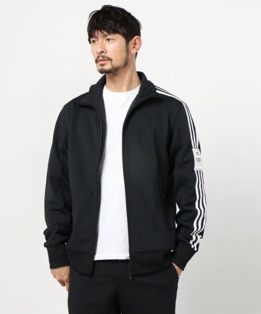 パンダ Y-3 ワイスリー トラックジャケット ストライプ ラバーロゴ 黒