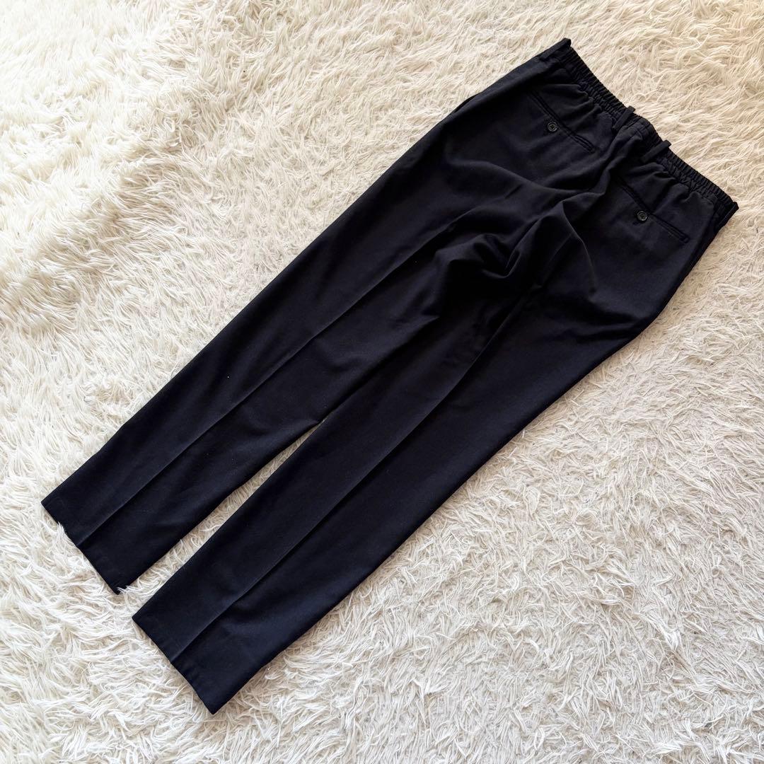 <美品>LARDINI easy wear 新ロゴ ネイビー ウール スーツ44