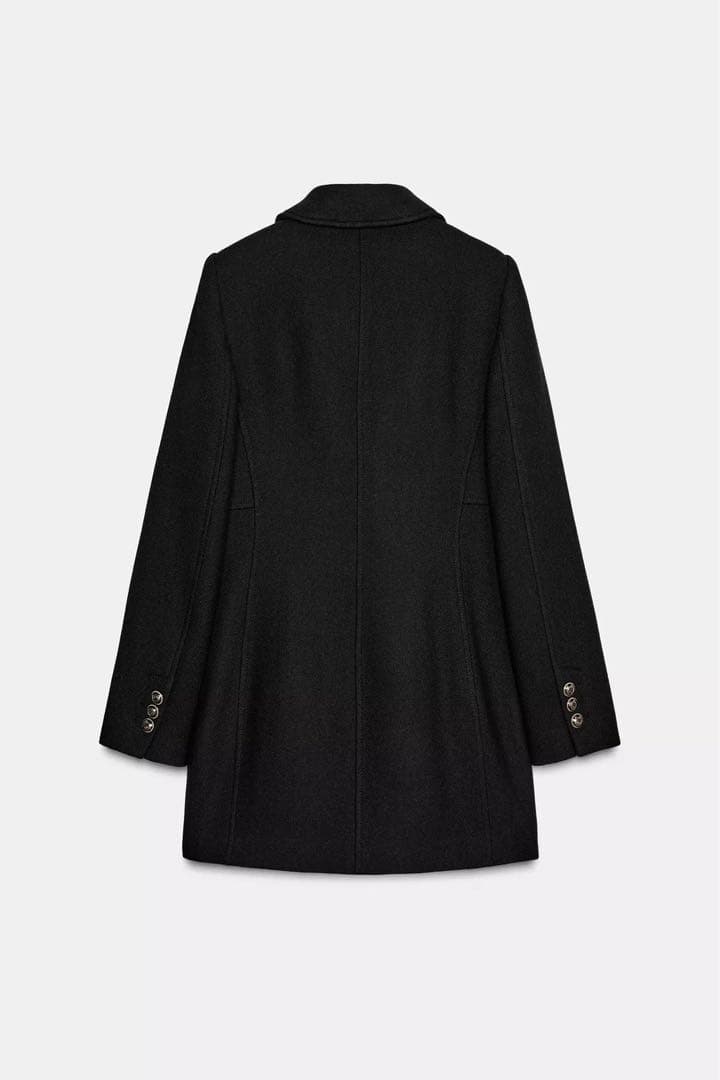 ZARA／xs／ウール混紡ショート丈ダブルブレストコート