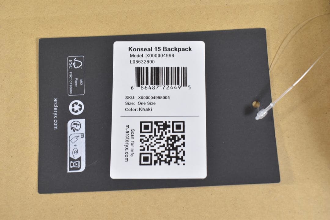 アークテリクス　コンシール 15バックパック カーキ新品未使用