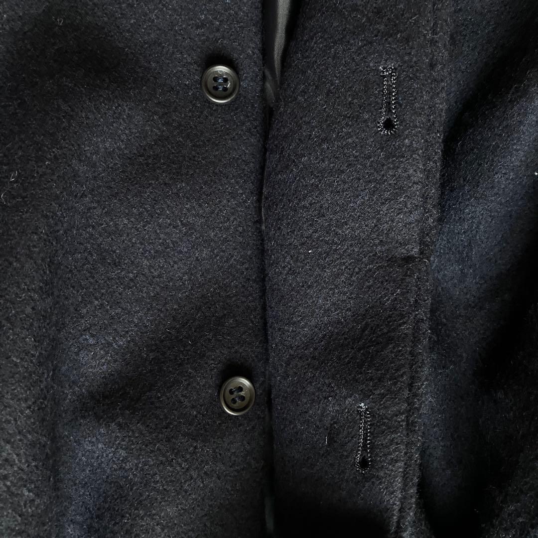 ミズイロインド ステンカラーコート Aライン フレア ロングコート ネイビー