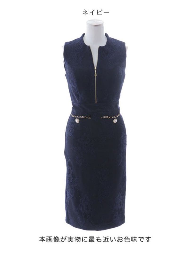 ジュエルズ　ジップアップノースリーブミディドレス