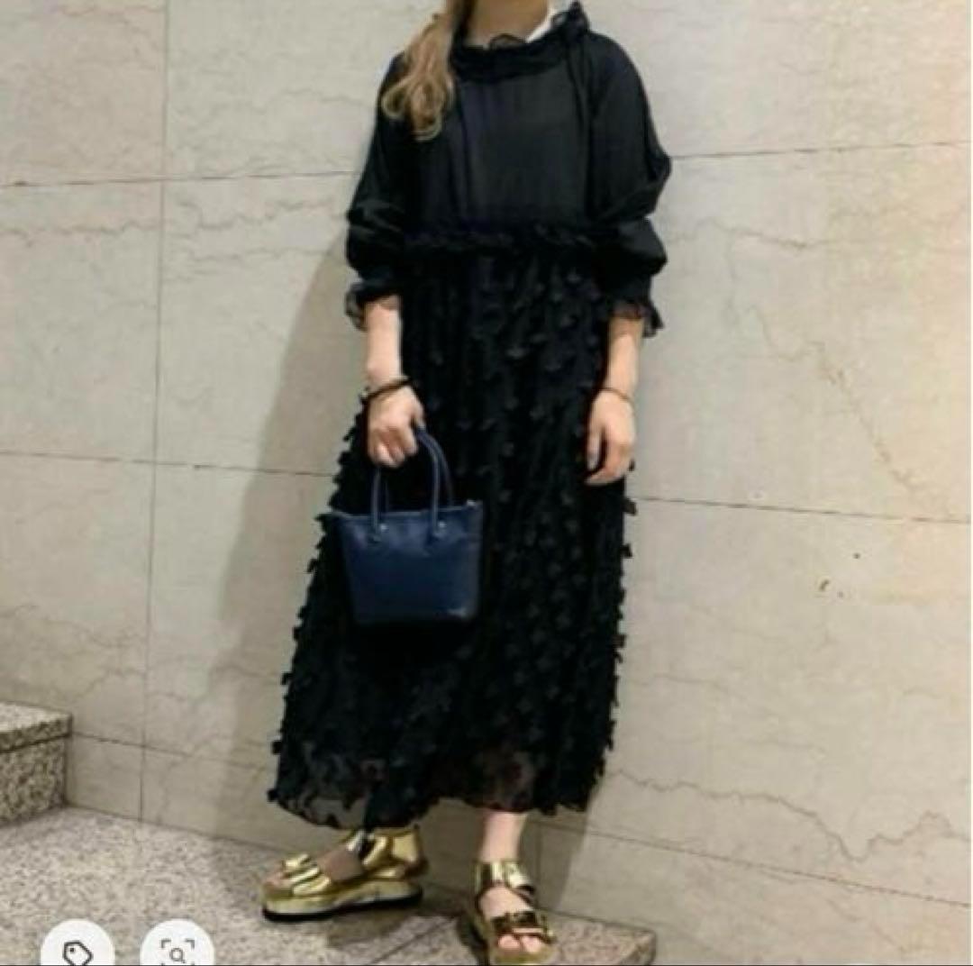 トリト×ビームスボーイ★スウィングロングワンピース　ブラックkm