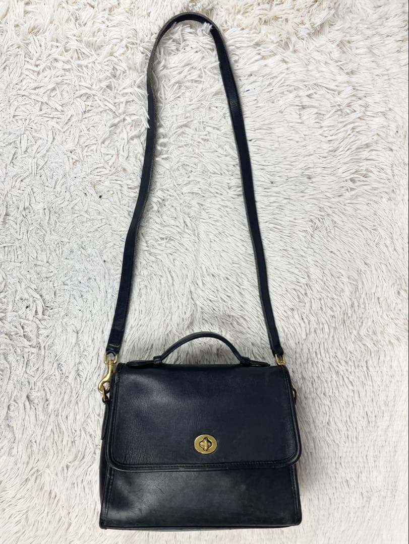 オールドコーチ レザー 2WAY ショルダーバッグ ファスナー ブラック