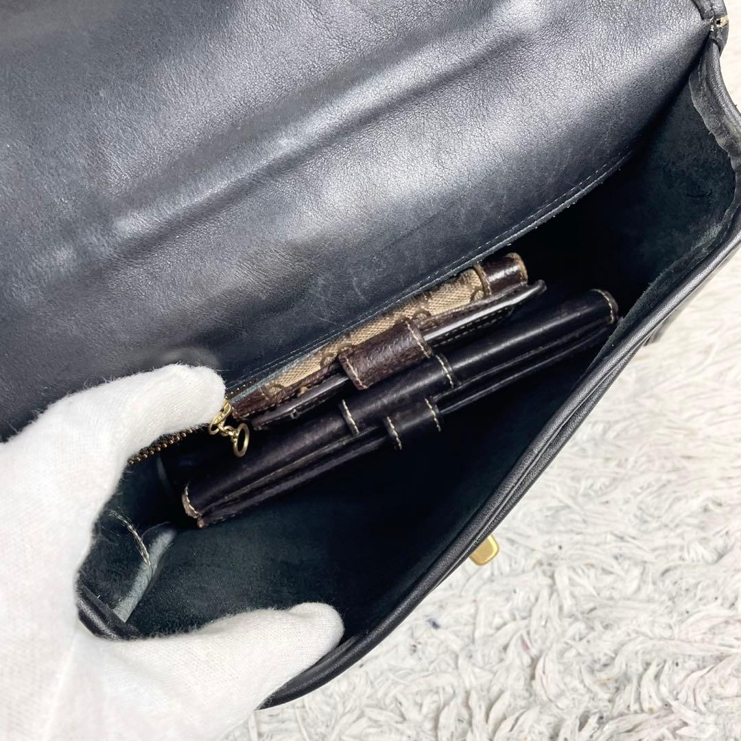 オールドコーチ レザー 2WAY ショルダーバッグ ファスナー ブラック