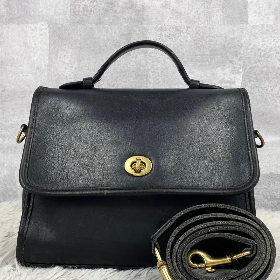 オールドコーチ レザー 2WAY ショルダーバッグ ファスナー ブラック