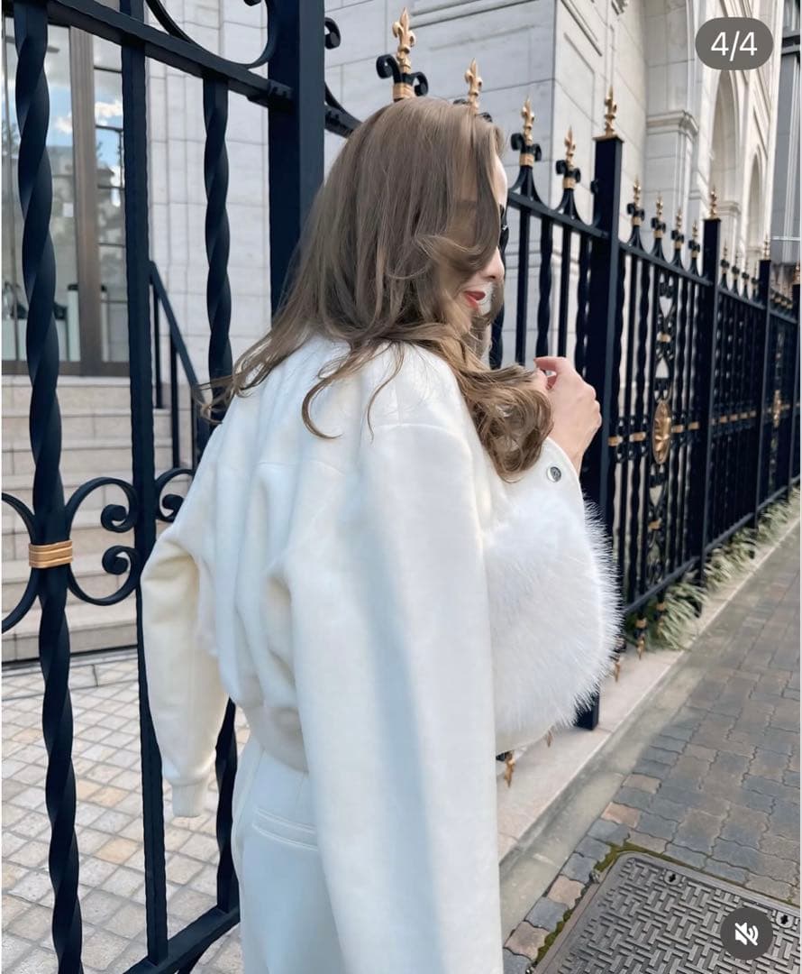 ESMOK fur pocket blouson ホワイト