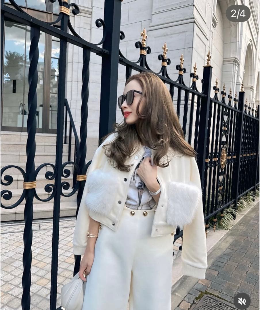 ESMOK fur pocket blouson ホワイト