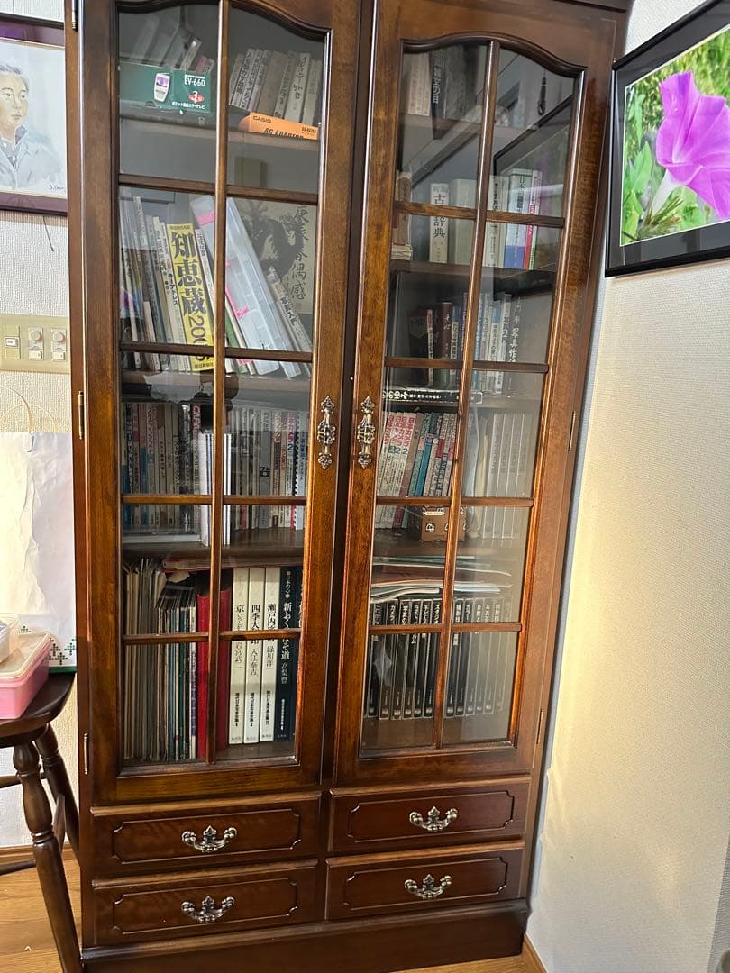 カリモク 木製ダークブラウンキャビネット アンティーク