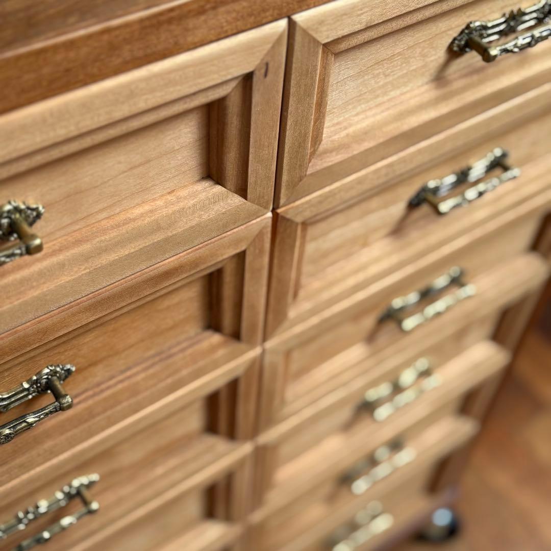 14杯 オーダー品 ビンテージ 木製チェスト キャスター 収納 北欧ナチュラル