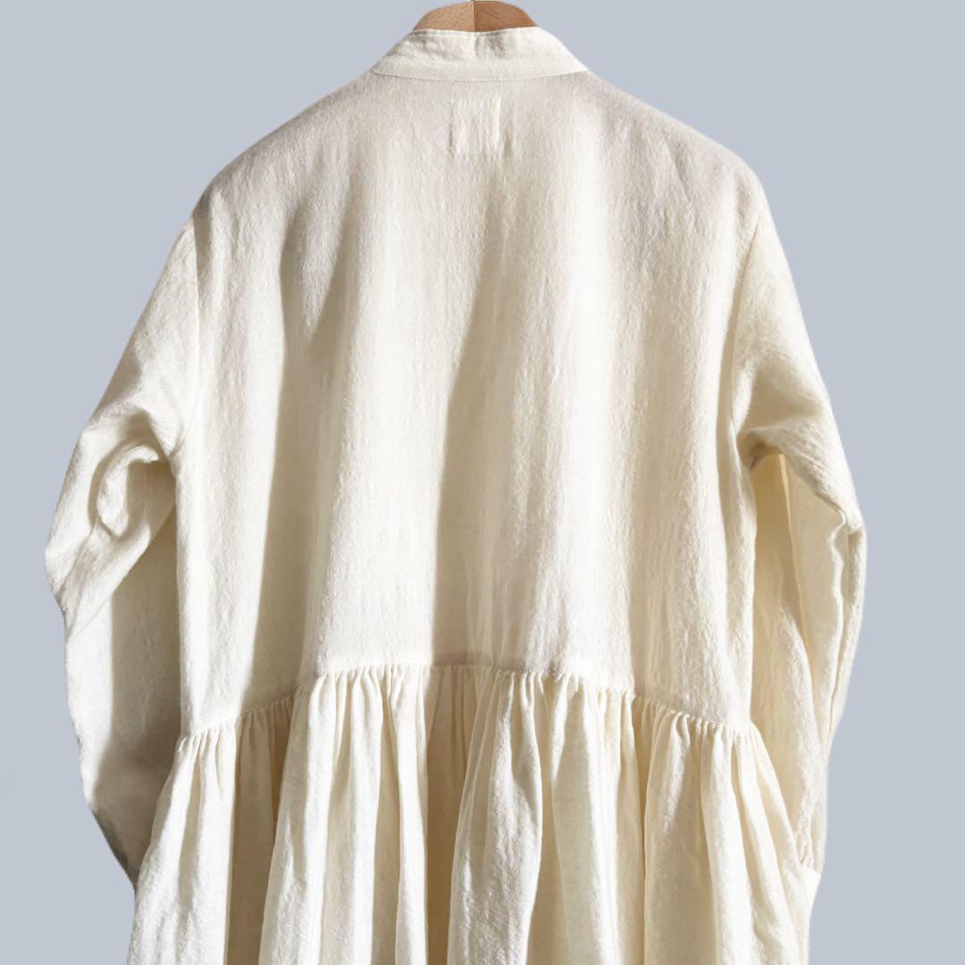 【maison de soil】　ウールバンドカラーエンブロイダリーワンピース