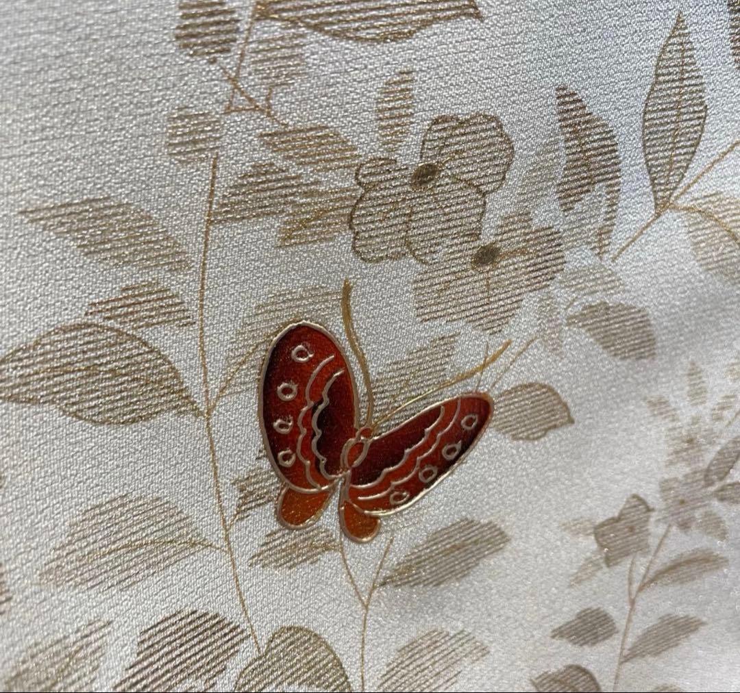 訪問着　黒　蝶々　金彩　正絹　着物　袷　美品