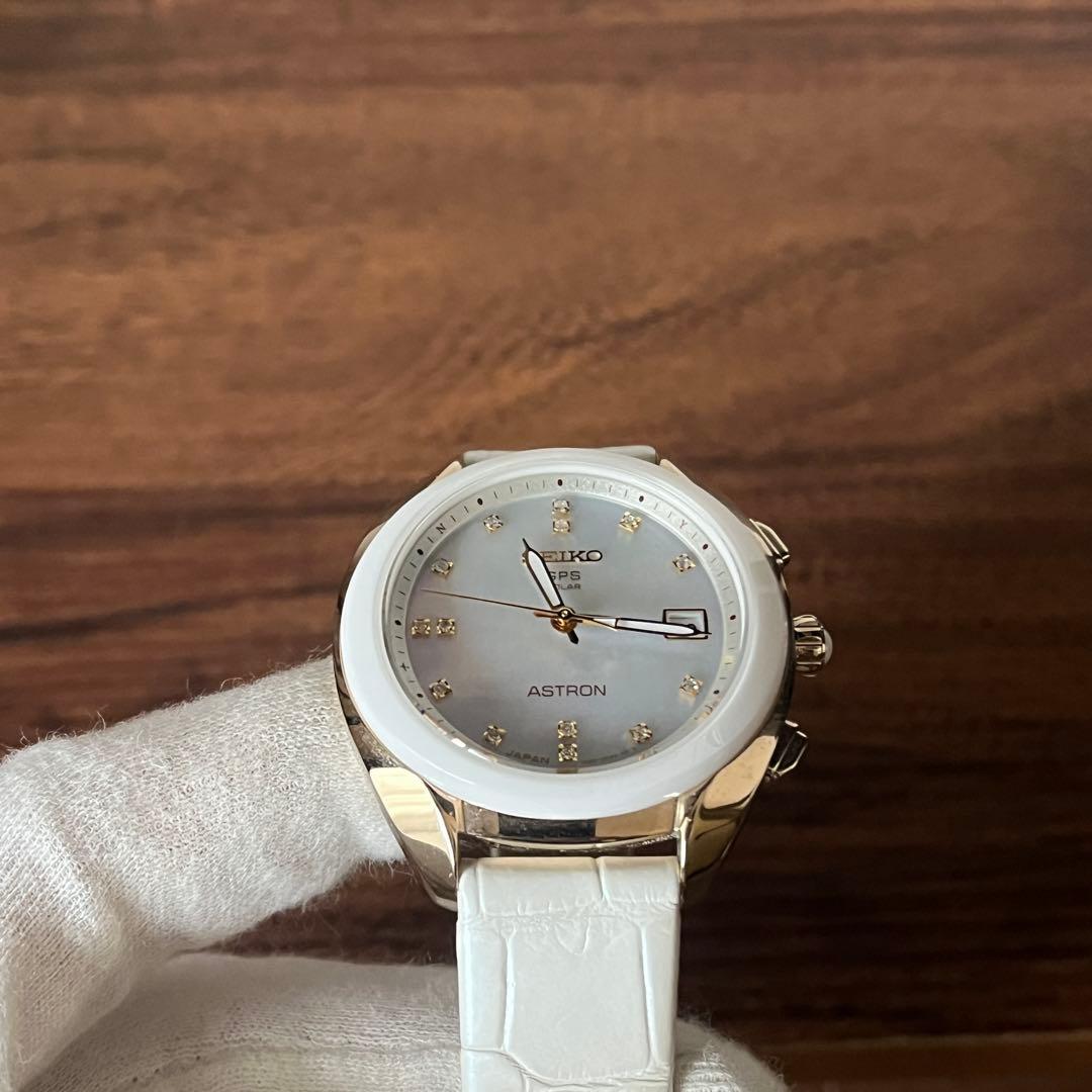 【未使用級！！】SEIKO アストロン シェル文字盤 レザーベルト ホワイト