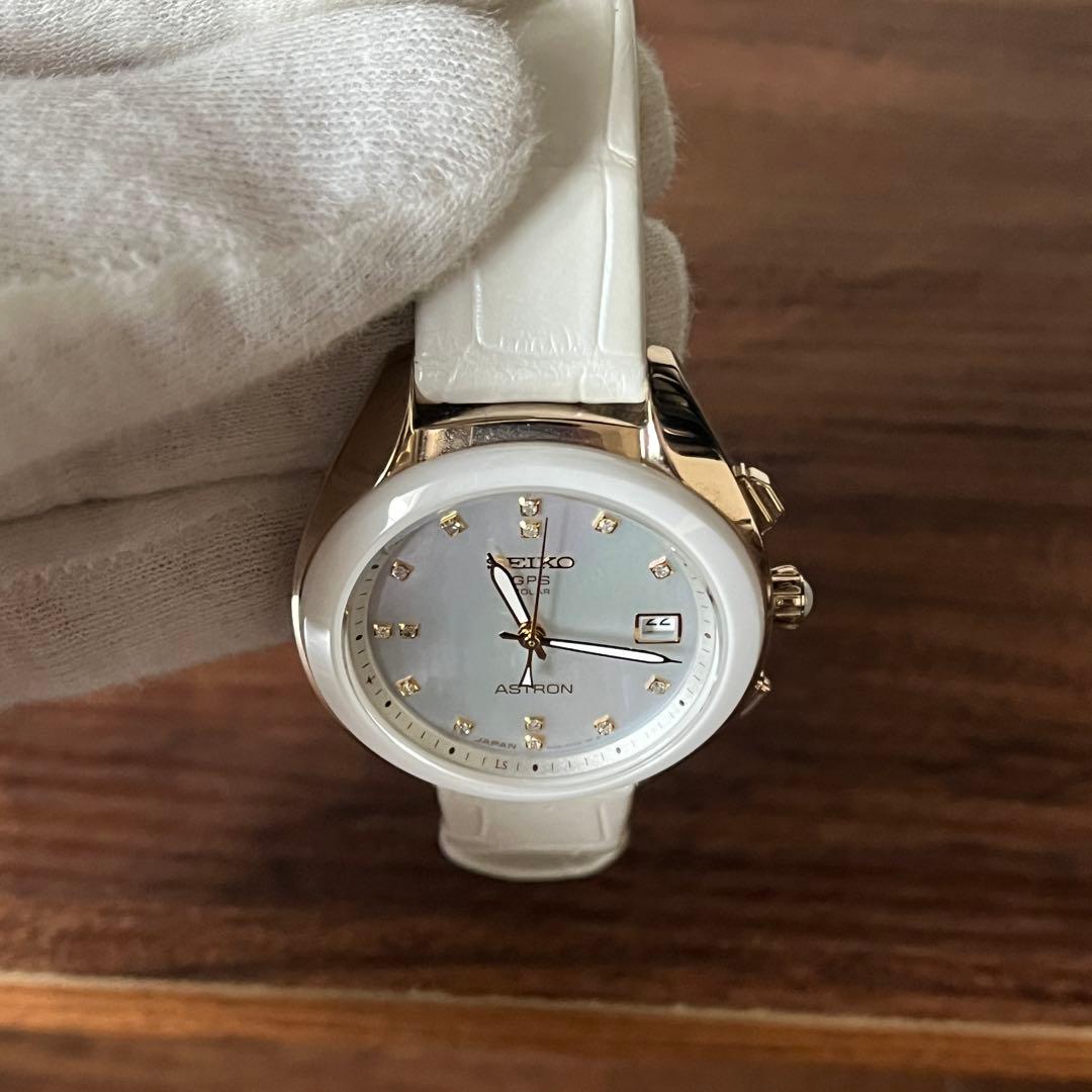 【未使用級！！】SEIKO アストロン シェル文字盤 レザーベルト ホワイト