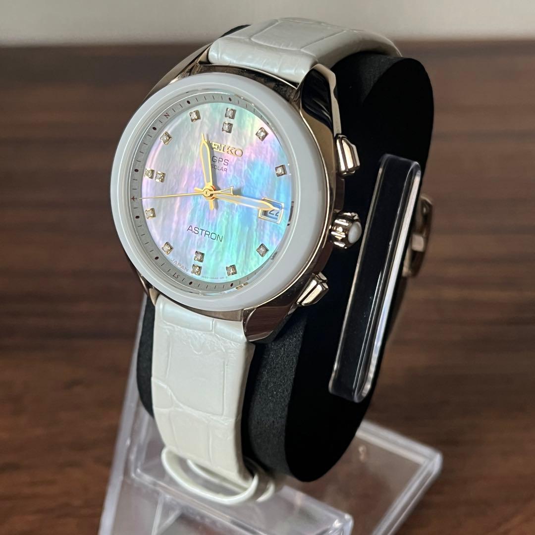 【未使用級！！】SEIKO アストロン シェル文字盤 レザーベルト ホワイト