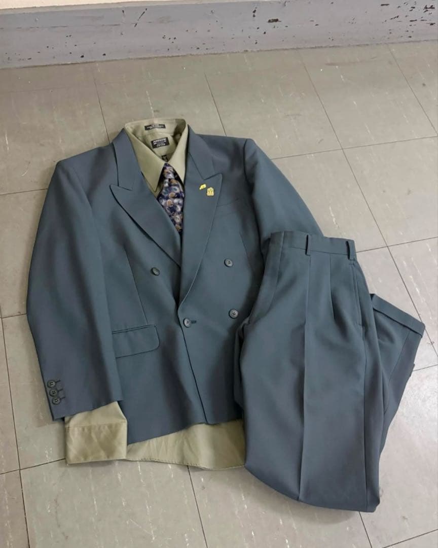 vintage double jacket setup 古着スーツ セットアップ