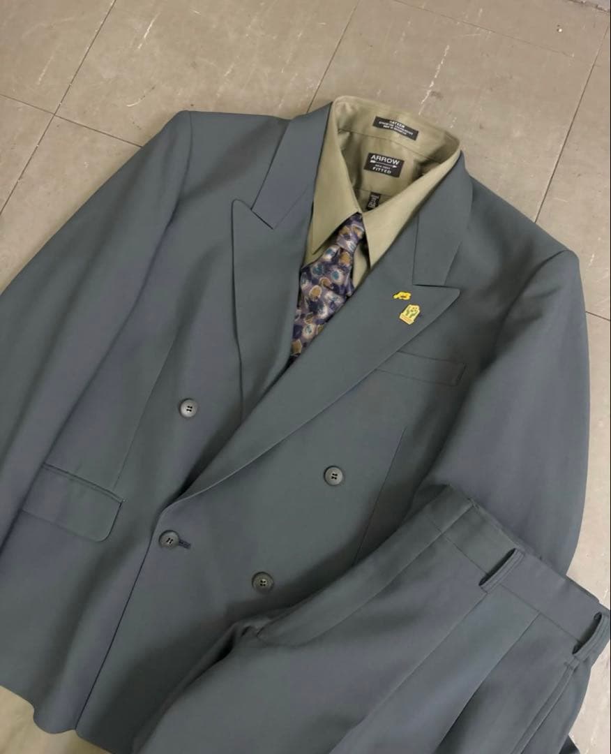vintage double jacket setup 古着スーツ セットアップ