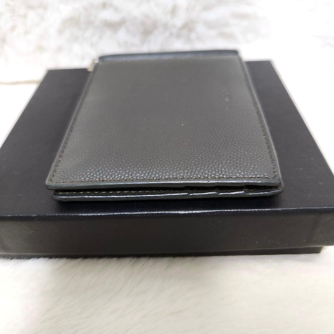 ✨極美品　付属品あり✨サンローラン　マネークリップ　キャビアスキン　カーキ