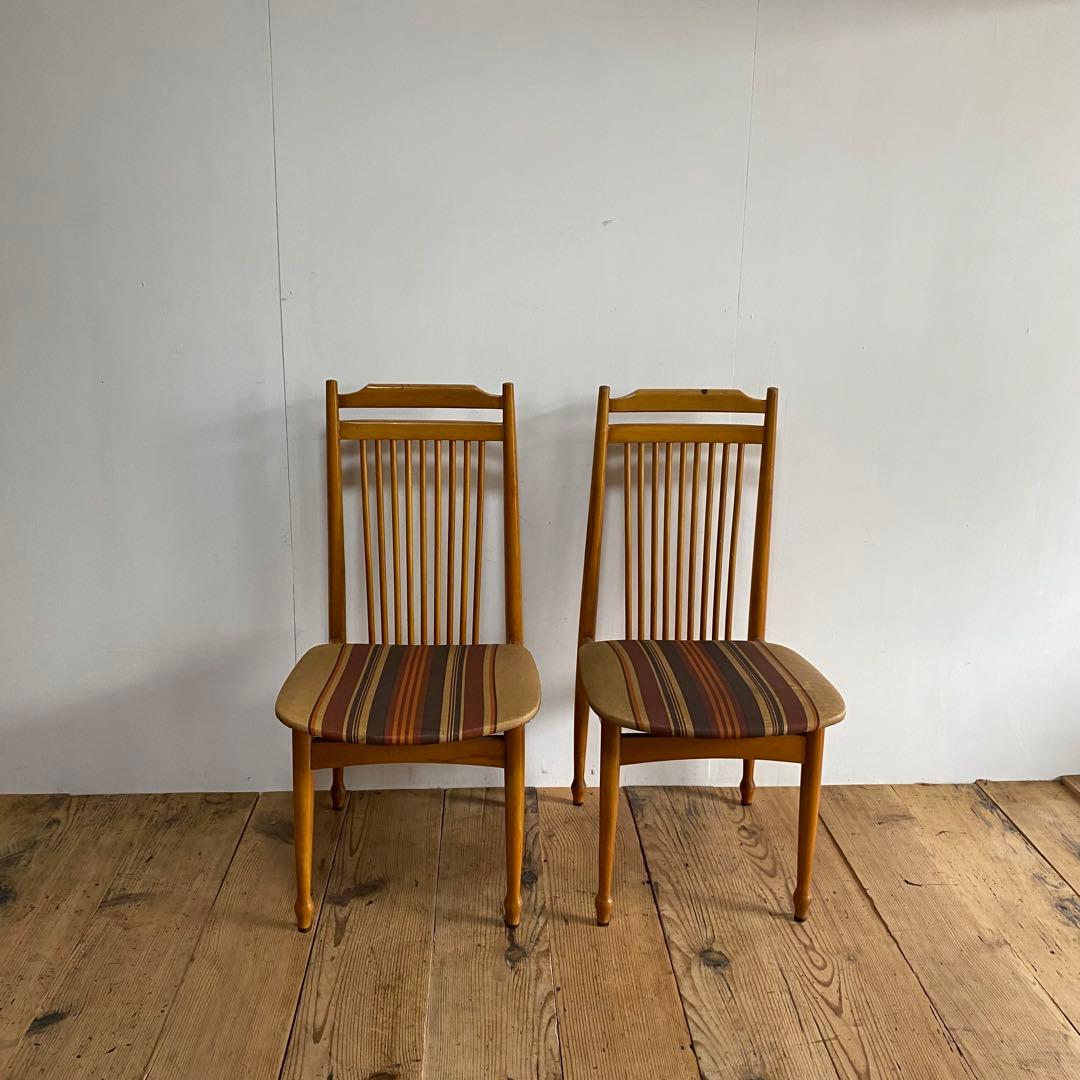 2脚セット ヴィンテージ ダイニングチェア 椅子 木製 レトロ モダン y110