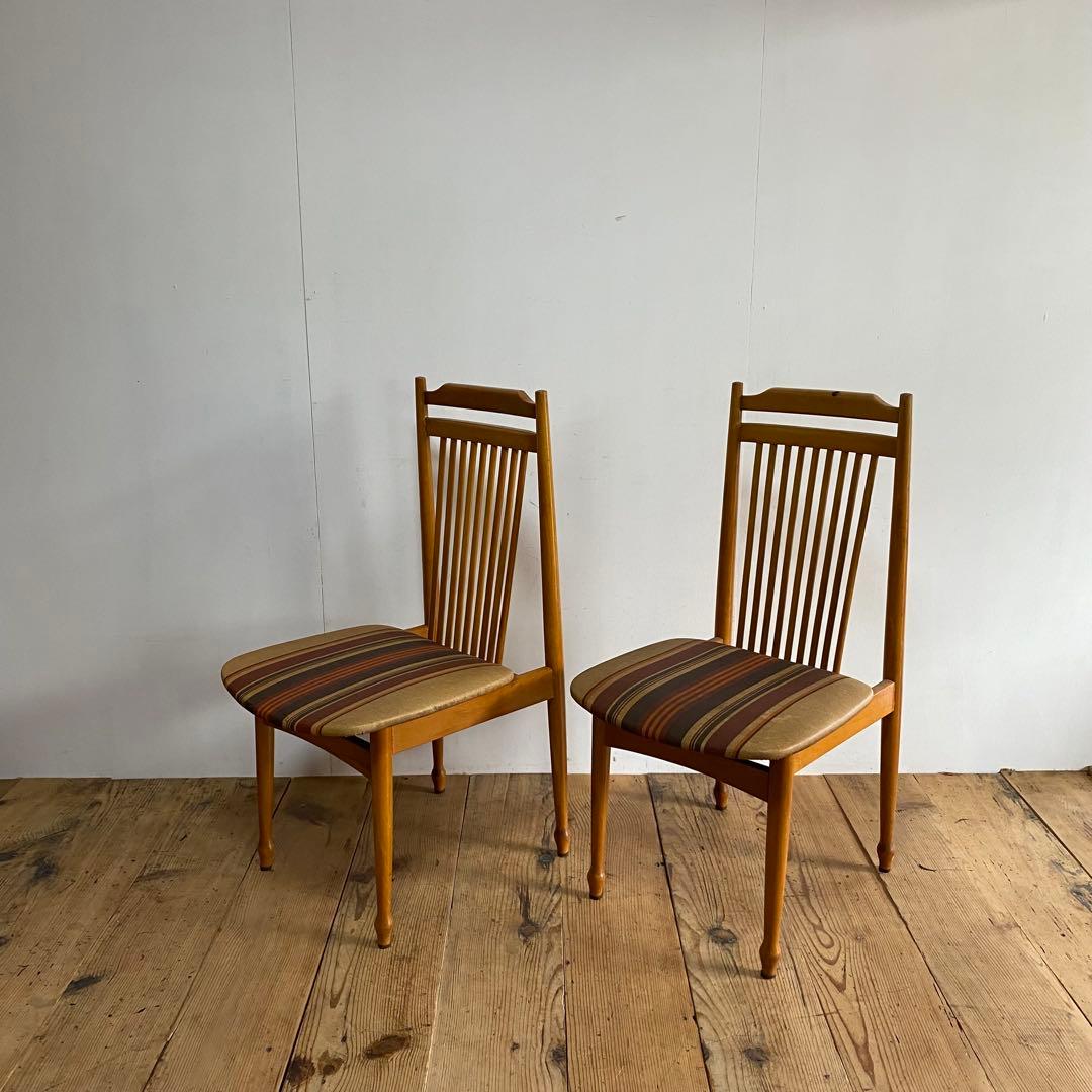 2脚セット ヴィンテージ ダイニングチェア 椅子 木製 レトロ モダン y110