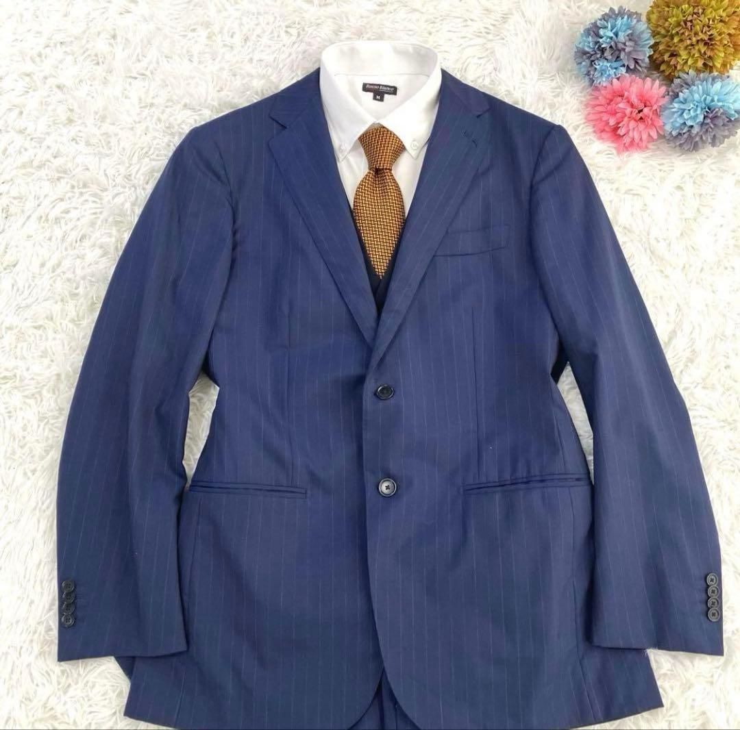 グリーンレーベルリラクシング　スーツ　チョークストライプ　ネイビー　3ピース