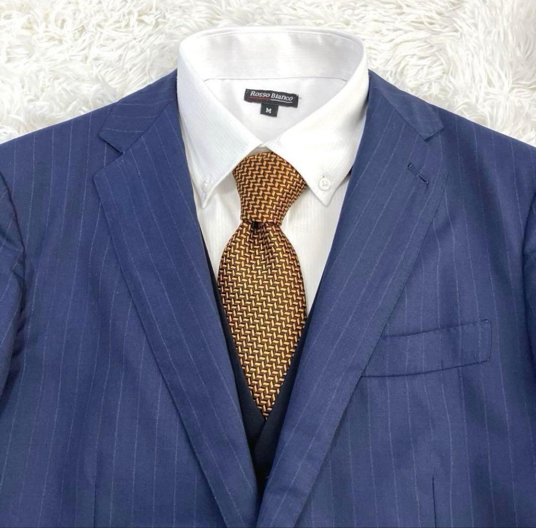 グリーンレーベルリラクシング　スーツ　チョークストライプ　ネイビー　3ピース