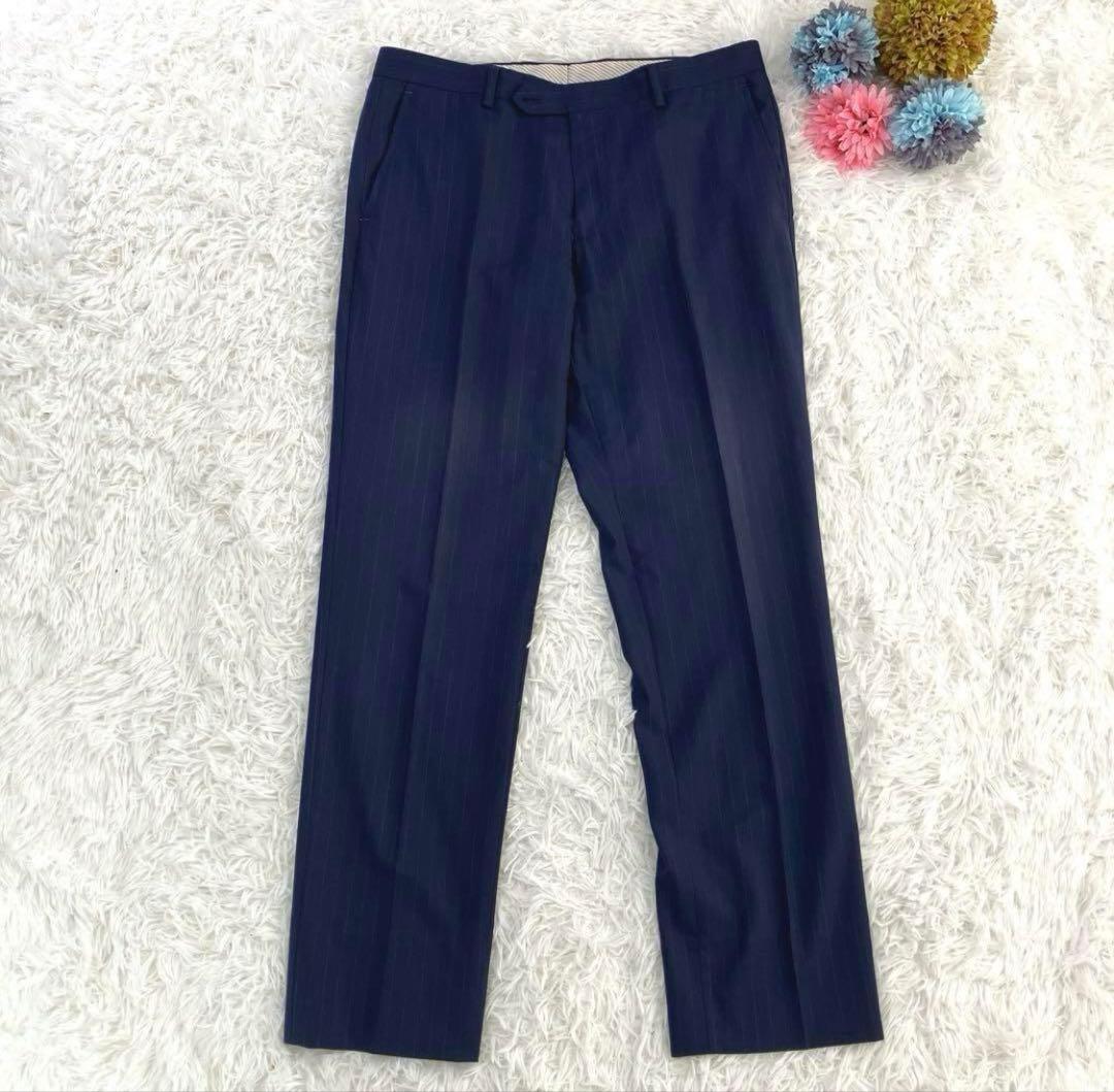 グリーンレーベルリラクシング　スーツ　チョークストライプ　ネイビー　3ピース