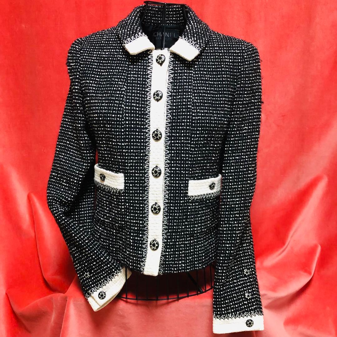 CHANEL ツイード ジャケット96C ヴィンテージ　ロゴボタン