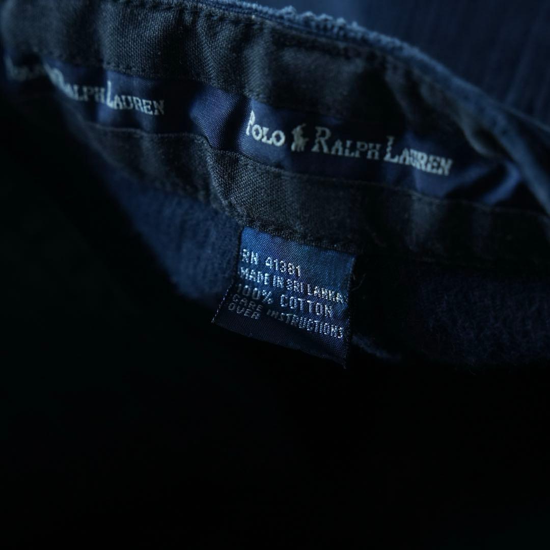 90s ラルフローレン ワイドコーデュロイパンツ　ネイビー　38/30 古着