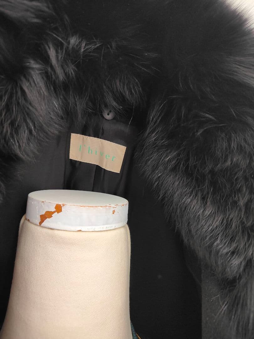 【大きいサイズ15号】高級100%カシミヤコート新品ブルーフォックスファー着痩せ