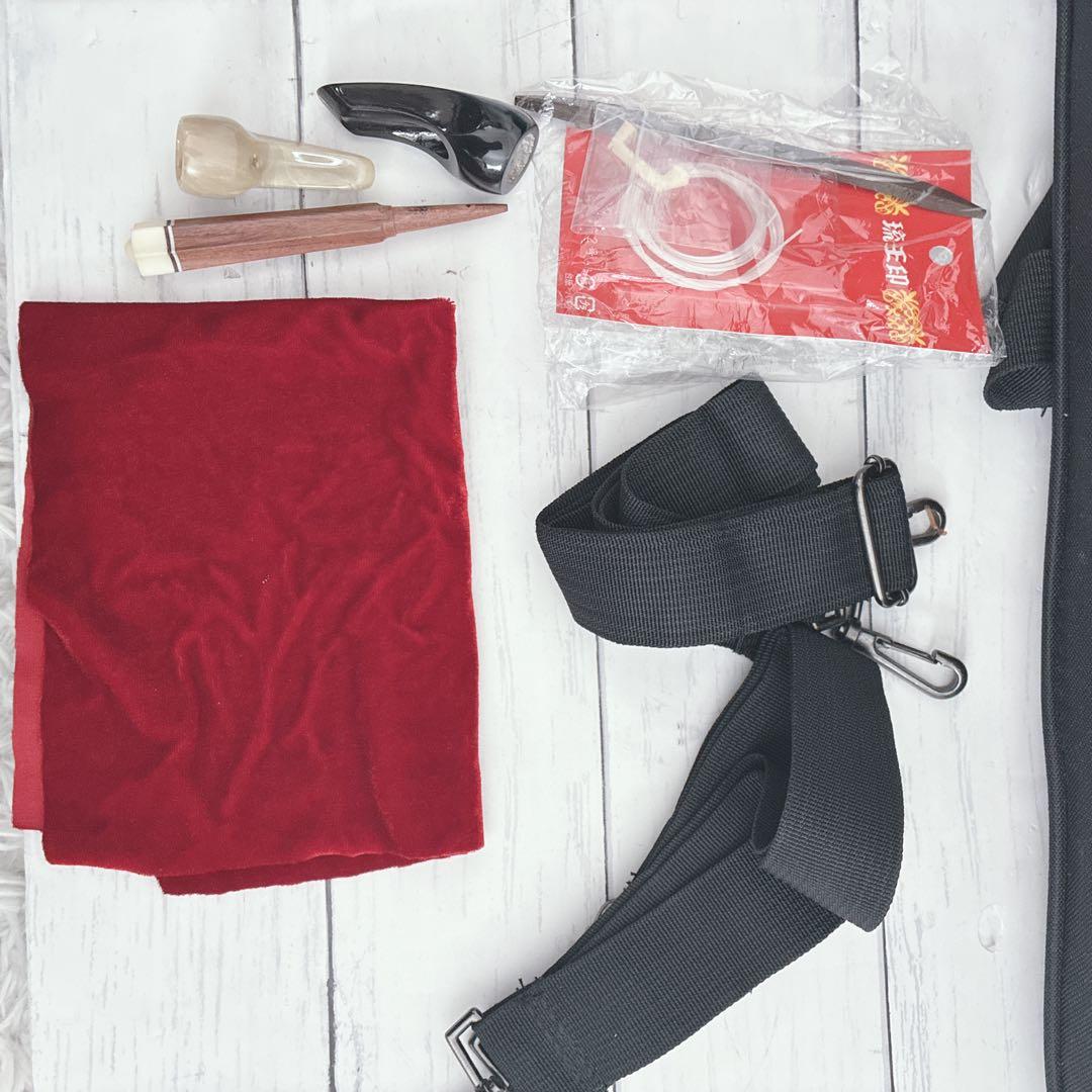 沖縄 三線 本皮 蛇皮 ヘビ皮 ドラゴン刺繍 ソフトケース付き