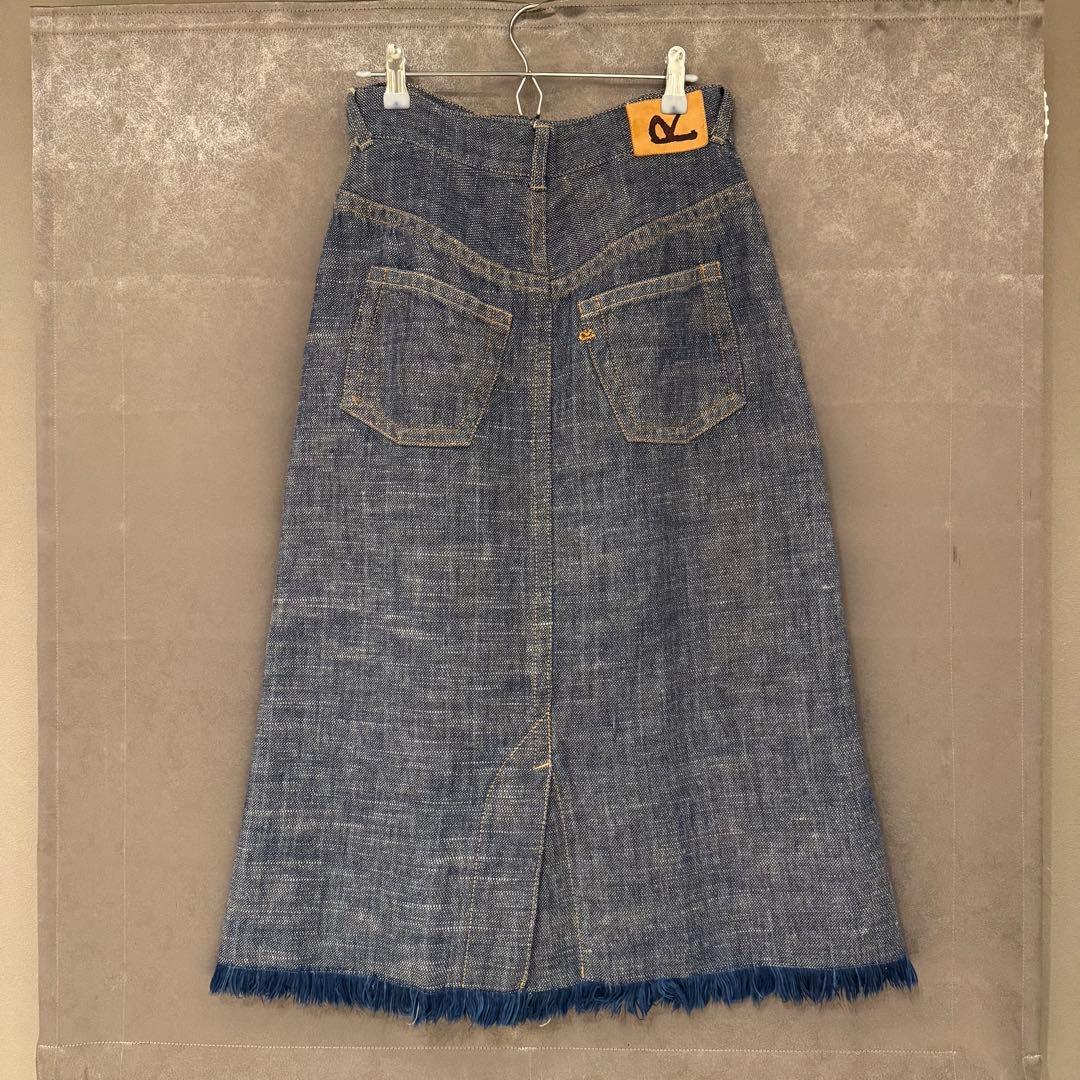 【45R】 コットンリネン デニム スカート (サイズ2)
