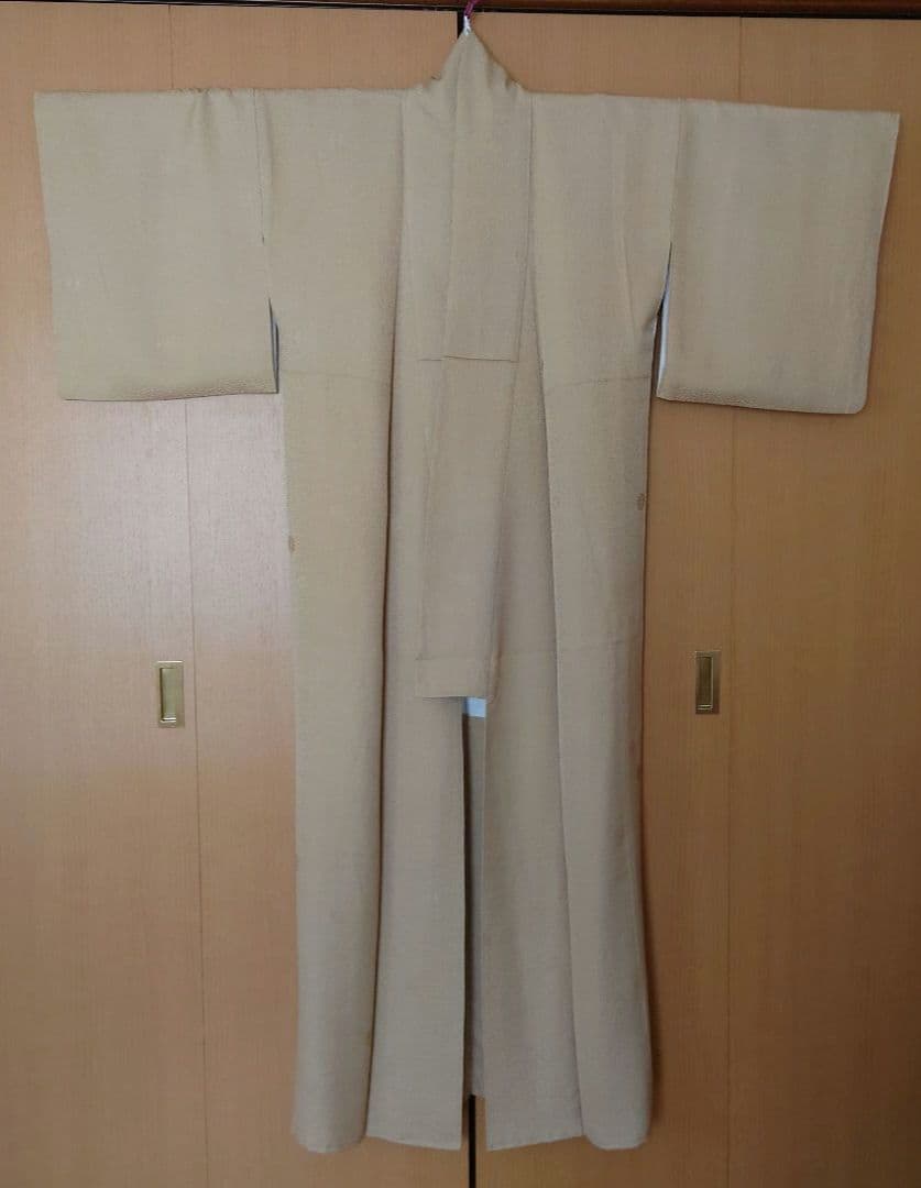 アン☆【極美品】色無地フルセット　正絹　袷　一つ紋　地紋　唐織六通袋帯