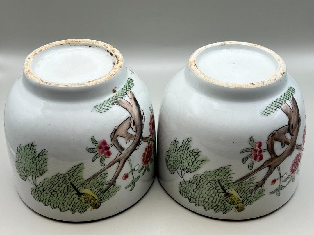 【海】粉彩茶壺　花鳥文　時代　骨董品 時代品 中国美術