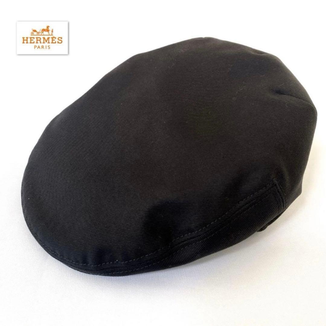 ナ*ン様 HERMES ハンチング　帽子　ブラック　レザー　サイズ56 フランス