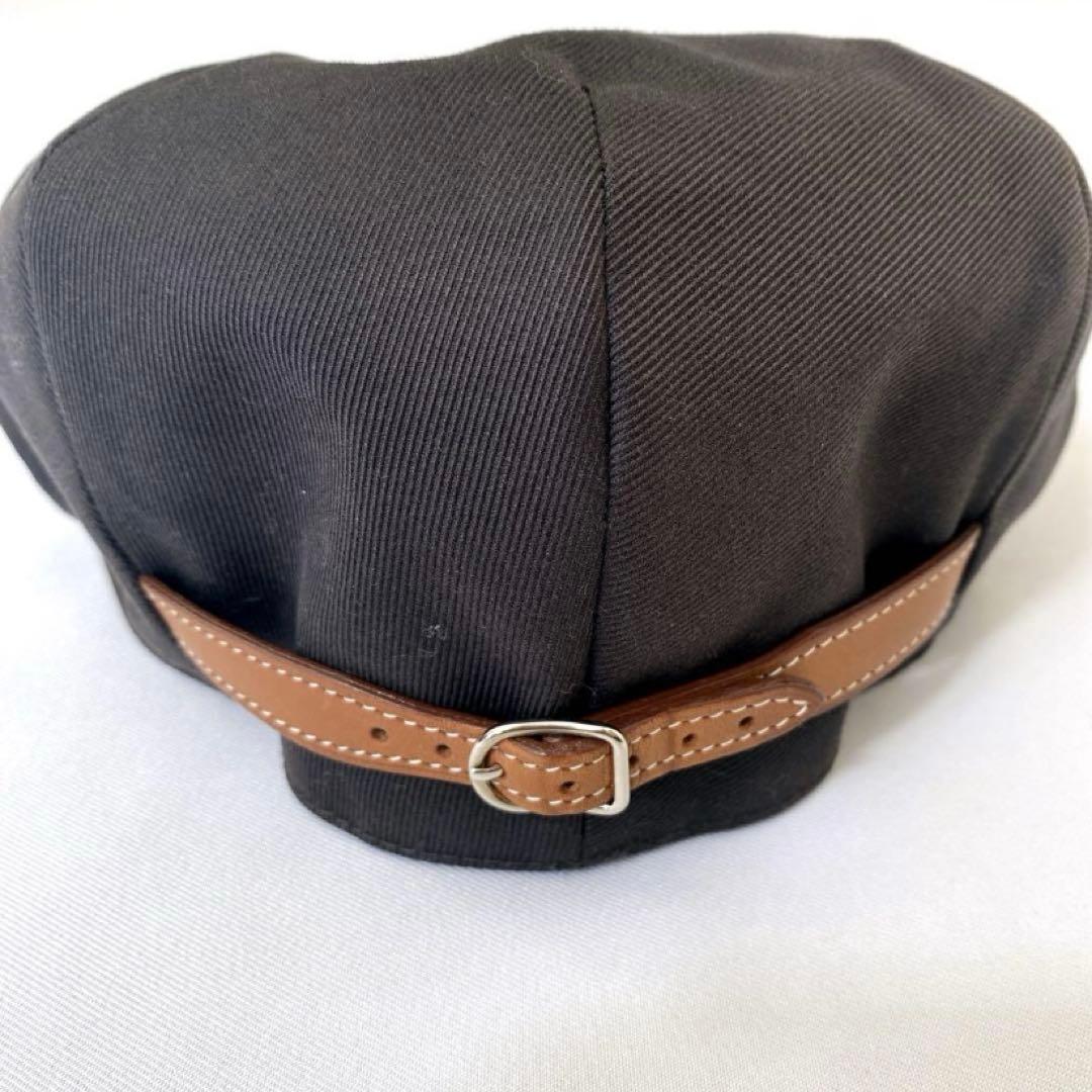 ナ*ン様 HERMES ハンチング　帽子　ブラック　レザー　サイズ56 フランス