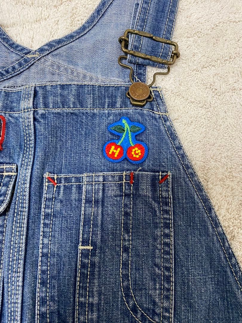 希少　ヒステリックグラマー　キャラ刺繍ワッペンオーバーオール　デニムサロペット