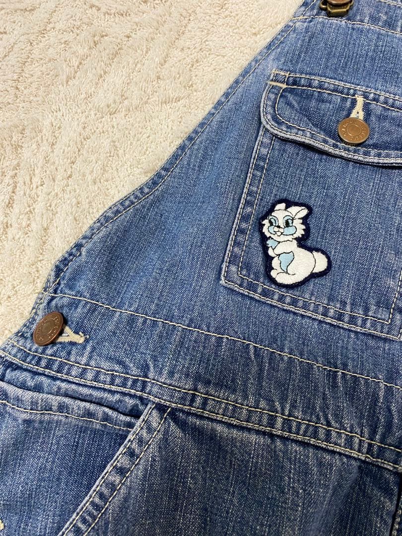 希少　ヒステリックグラマー　キャラ刺繍ワッペンオーバーオール　デニムサロペット