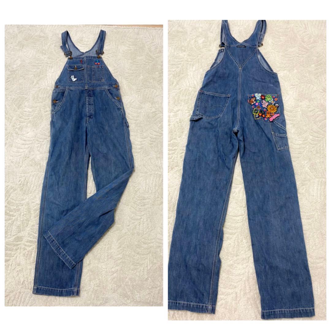 希少　ヒステリックグラマー　キャラ刺繍ワッペンオーバーオール　デニムサロペット