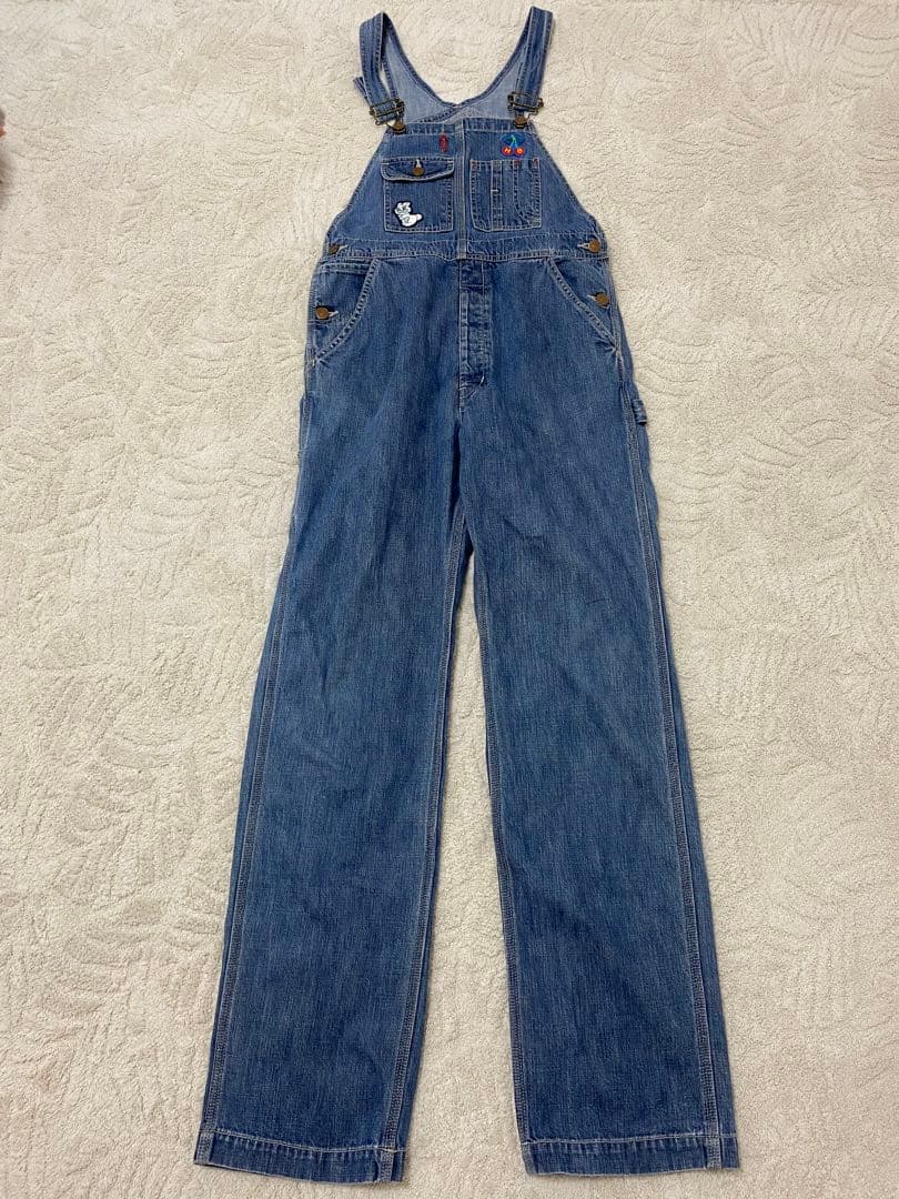 希少　ヒステリックグラマー　キャラ刺繍ワッペンオーバーオール　デニムサロペット