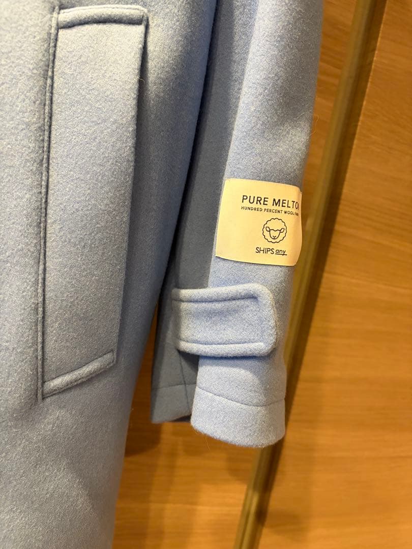 【新品】SHIPS any 水色 ダッフルコート フード付き