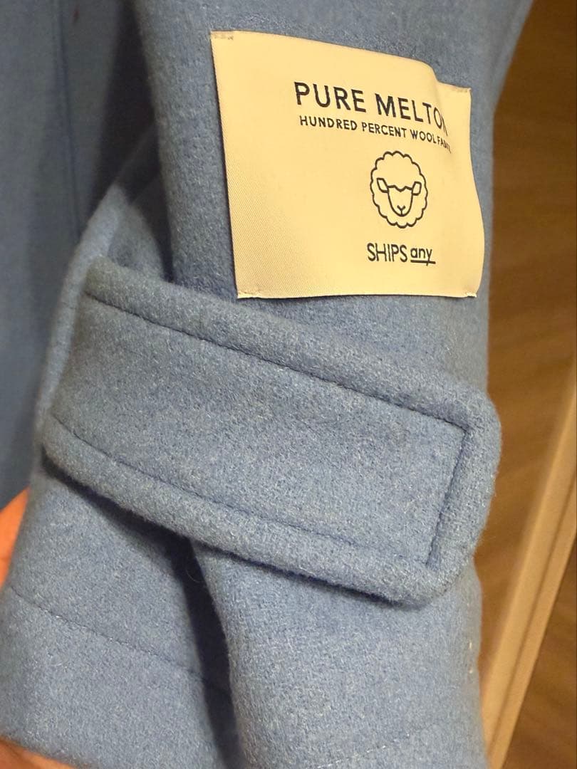 【新品】SHIPS any 水色 ダッフルコート フード付き