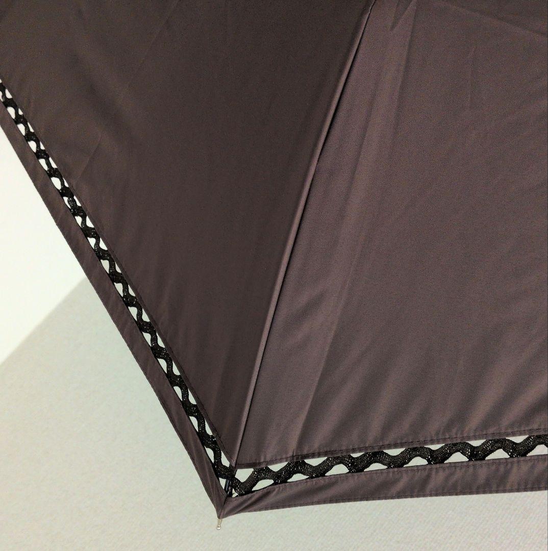 ビューランス　ブラウン×レース　折りたたみ晴雨兼用傘