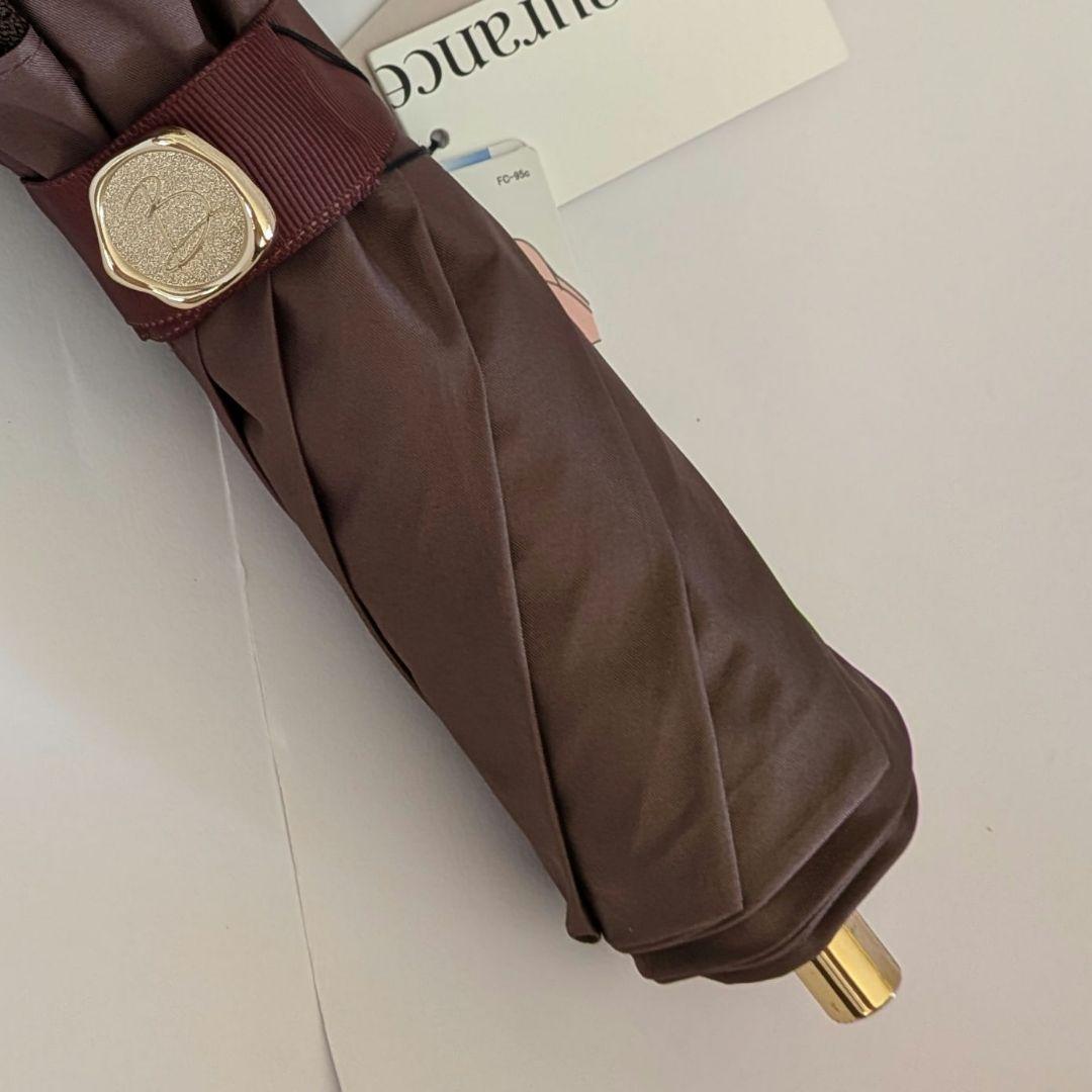 ビューランス　ブラウン×レース　折りたたみ晴雨兼用傘